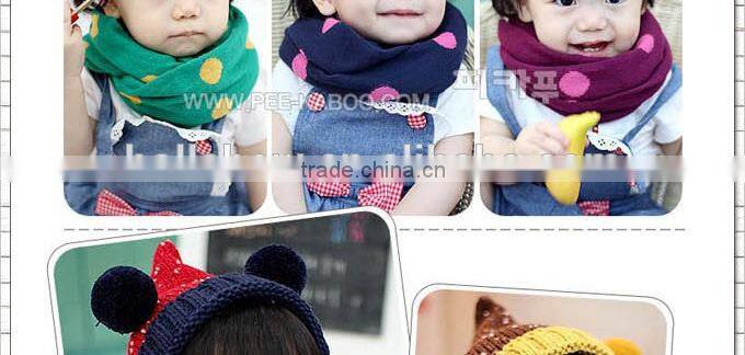2014 Latest Cute Polka Dot Pattern Circle Loop Style Baby Kids Winter Scarf