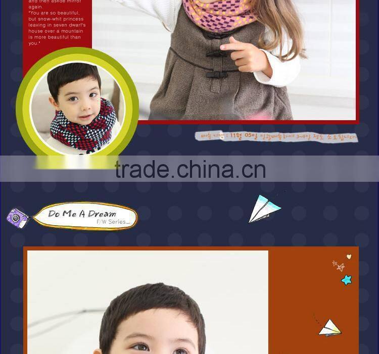 Small Plaid Pattern Unisex Boys Girls Acrylic Knitted Winter Circle Loop Scarf