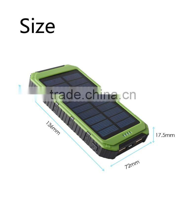 10000mAh Solar Panel Power Bank Mobile Power Bank with Dual USB