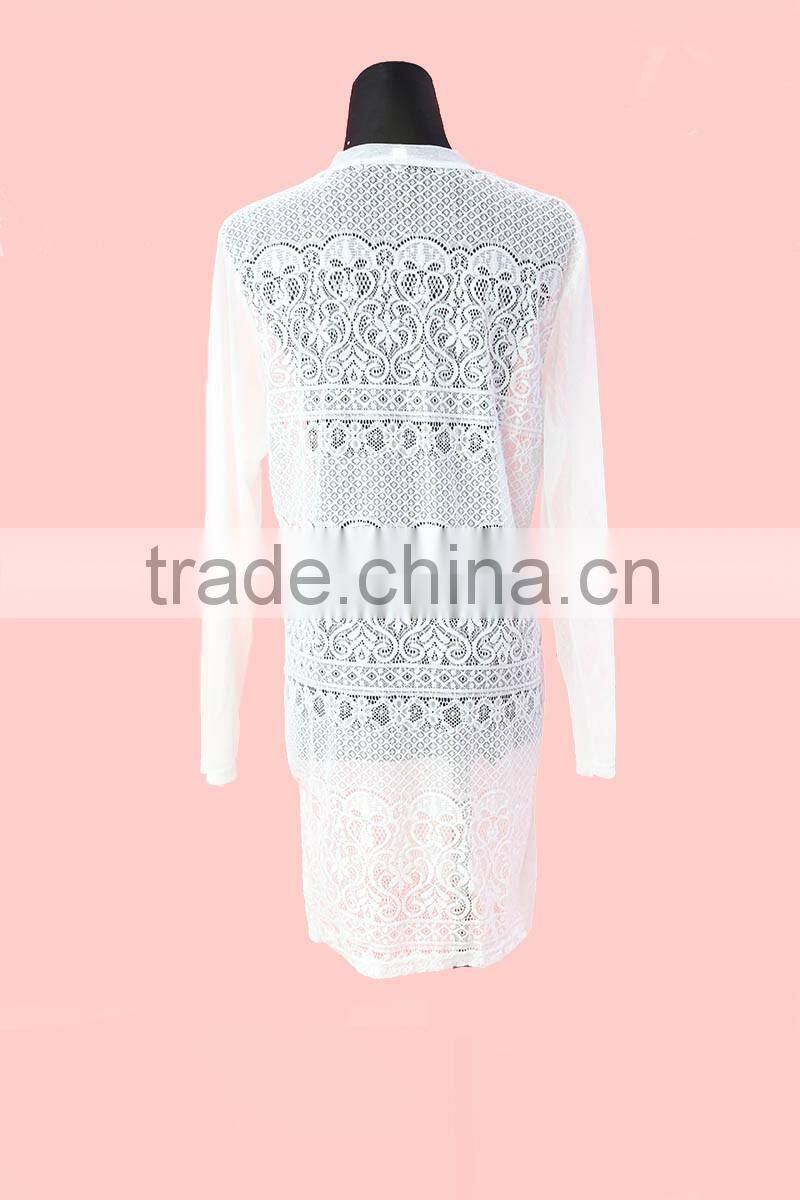 Latest lace hollow floral pattern ladies tops for leggings