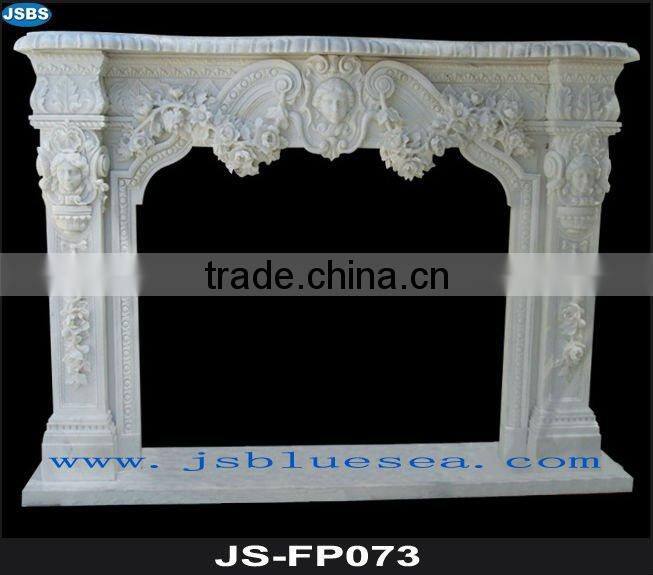 Stone carving of yellow marble fireplace mantel