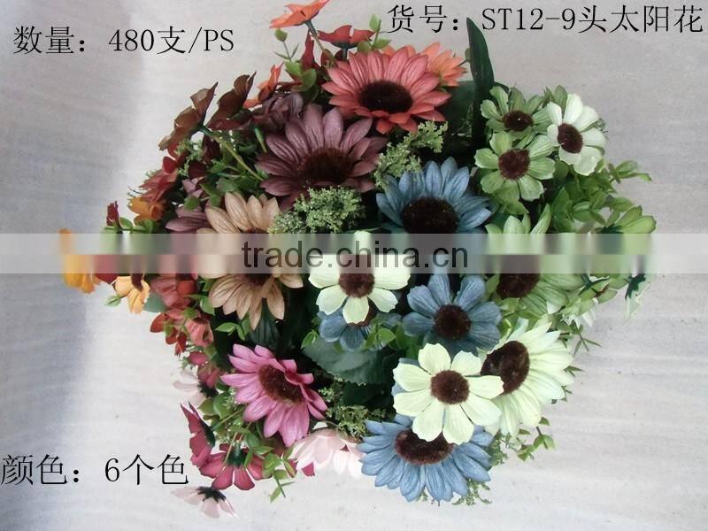 artificial silk single chrysanthemum flowers with leaves