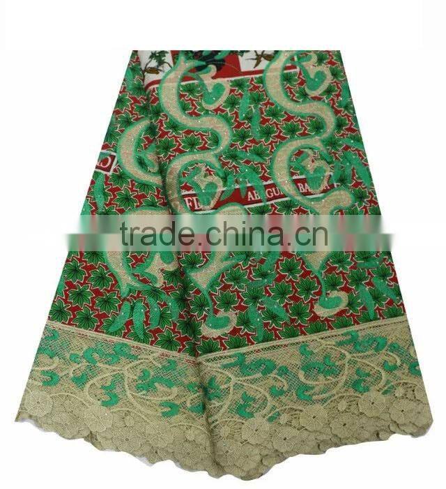 new arrival multiolor design African real hollandais wax with guipure cupion lace
