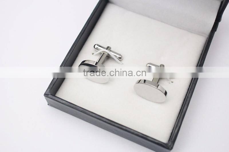 Personalized Your Logo Sliver Oval Blank Cuff Links