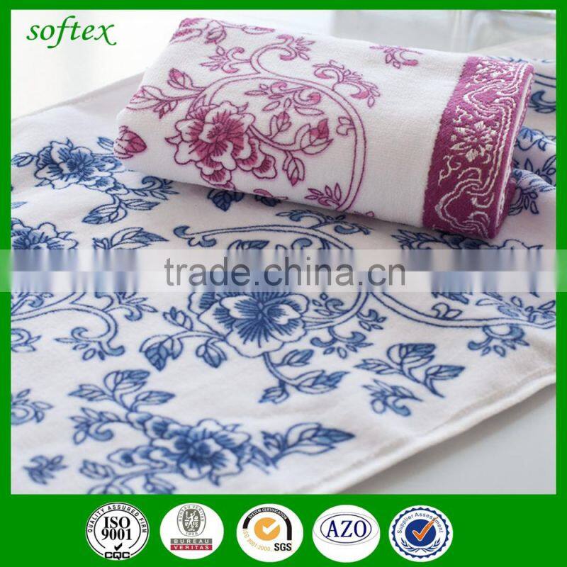 wholesale 100g oem cotton flowers Peony printed velour towels