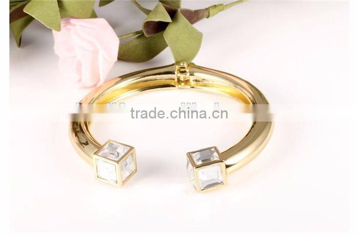 gold plating fashion 2016 girl rhinestone cuff bangle