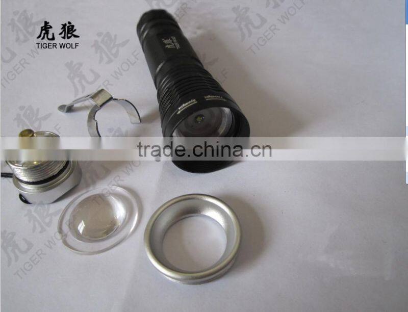 Mini LED Flashlight Torch Light Clip Adjustable Focus Zoom Function