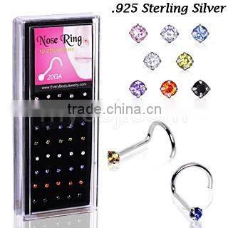 silver CZ nose percing ring