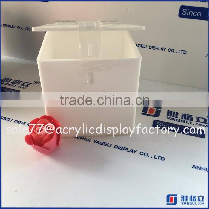 Colored Acrylic Donation Box with Key Lock, Counter Acrylic Feedback Box