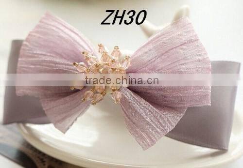Purple Chiffon Ribbon Hair Bow For Long Hair Alligator Hair Clips