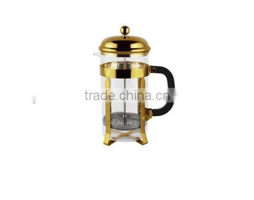 Hot Sell of 1L stainless steel and glass coffee french press