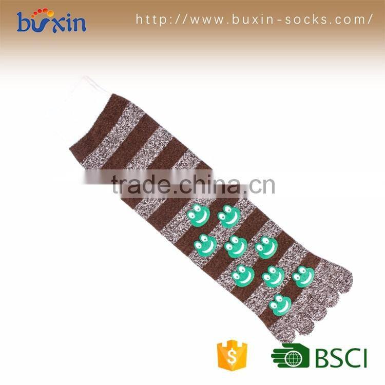 BX-Y-001 non slip trampoline yoga pilates lady sock for adults five toe grip slipper rubber sole socks