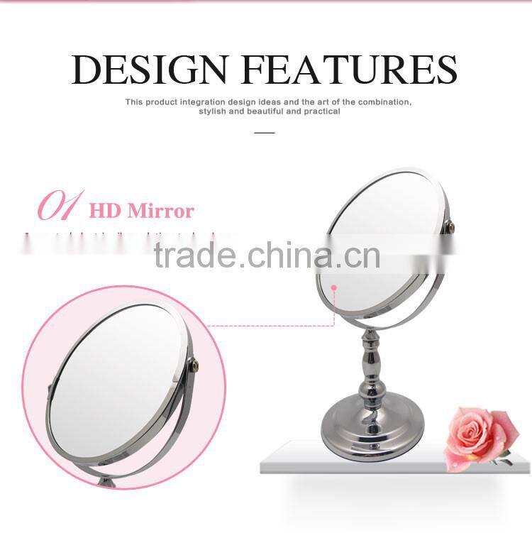 Round metal framed compact vanity mirror