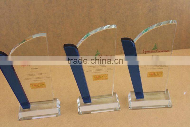 New fashion factory directly sale crystal blue trophy and award
