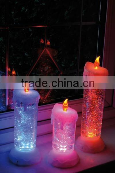 flameless battery operated led glitter candle light christmas light water filled