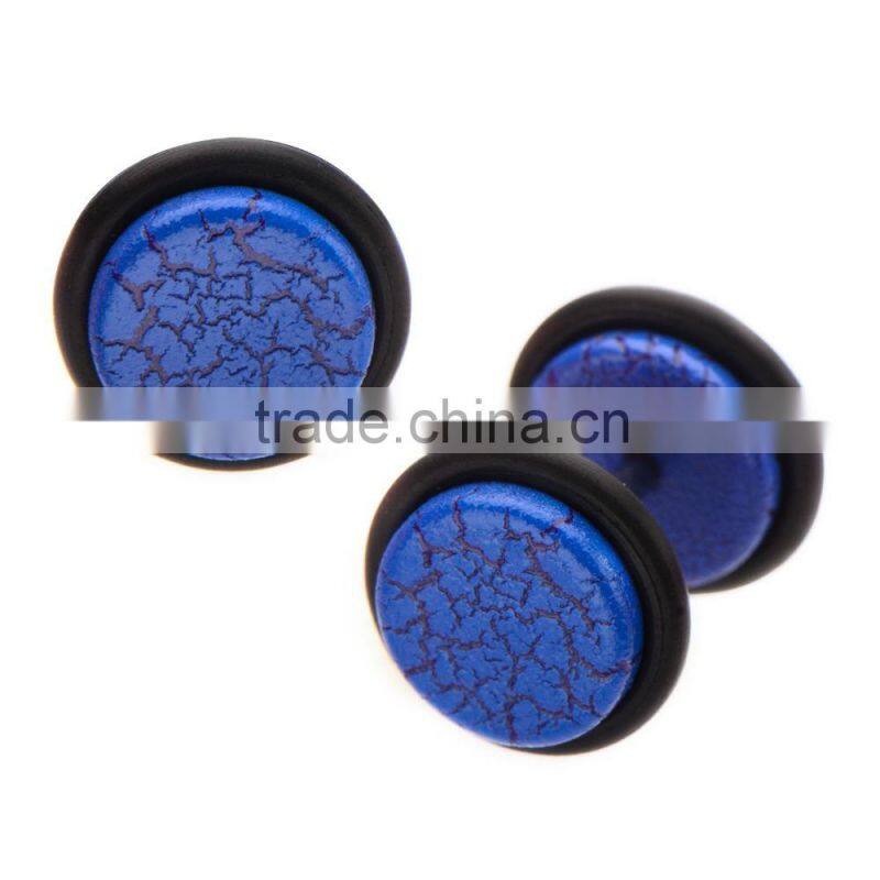 Blue Crackle Acrylic Faux Plug