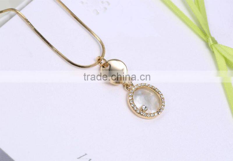 2015 new Korean fashion wild round shell necklace gold plated necklace wholesale pendant necklace for ladies