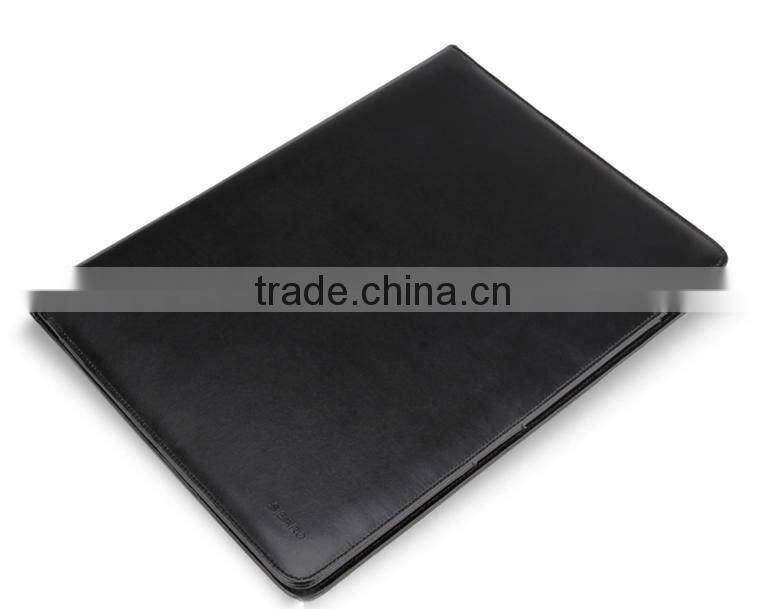 Black manager folder,genuine leather business folder with calculator