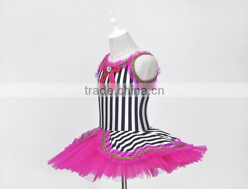 Striated cloth Leotard with skirt for stage,Childrens' ballet leotard with tutu for performance