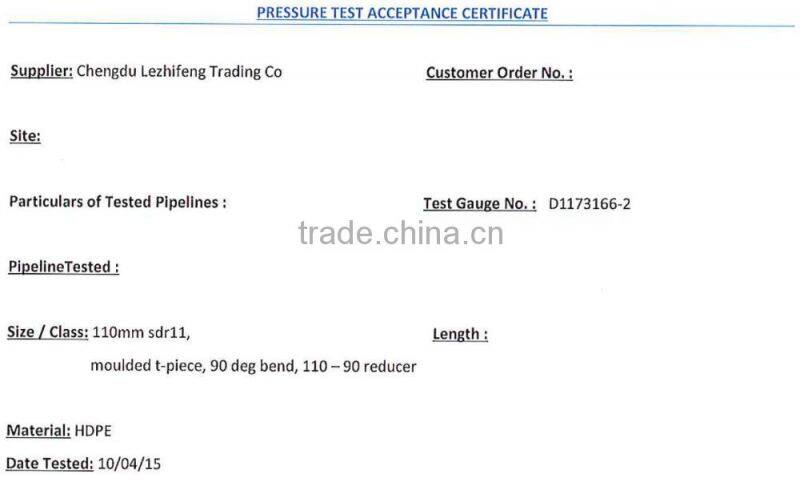 HDPE material Socket Joint Series 45 Equal Eblow Sizes SDR11 SDR17.6