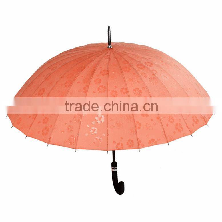 New design Pink straight umbrella Meet flower on the rainy day ! Best gift for ladies!