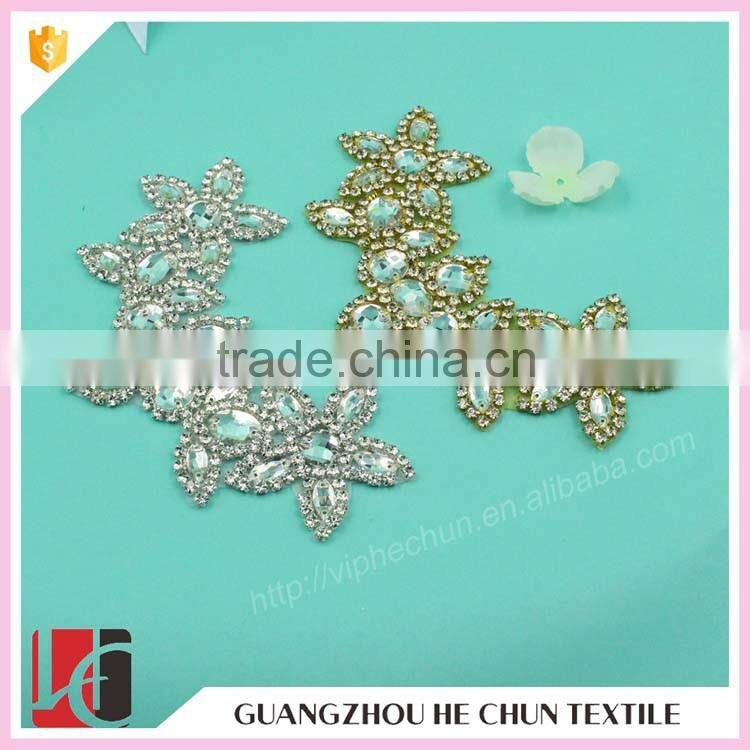 HC-3340 Hechun Hot Fix Crafts Crystal Rhinestone Applique Trimming for Bridal Dress