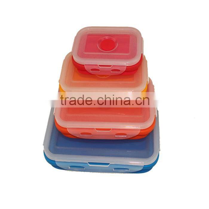 4 Pack (350ML , 540ML , 800ML , 1200ML)Fashionable & Stackable Food Storage Containers, silicone collapsible lunch box