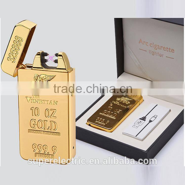 Made in China high quality wholesale usb charged electric double arc cigarette lighter