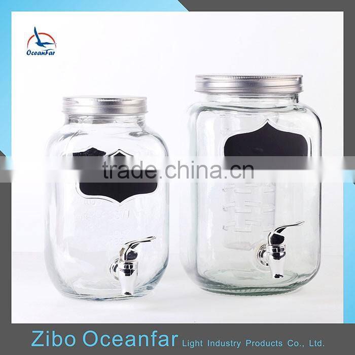 Eco-friendly Glass Wine Dispenser Clear Glass Beverage Dispenser Jar Square Juice Jars With Tap