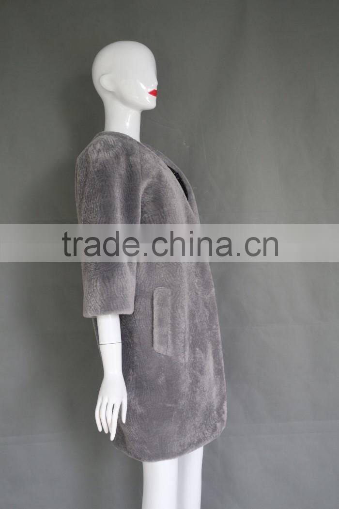 European and American wind lambs wool sheep sheared fur one dress coat female long fur coat in winter