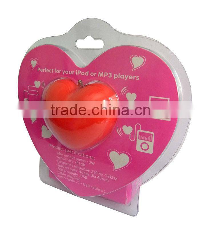 mps-520 portable popular cute mini heart speaker case