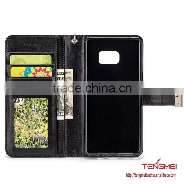 large capacity wallet case for Note 7, four card slots two money pocket case for Galaxy Note 7