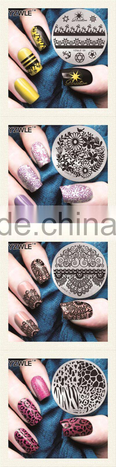 2016 Factory outlets Nail Art Stamping Plates DIY NEW Stainless Steel Handle Flower Stencils Templates for Nails Polish