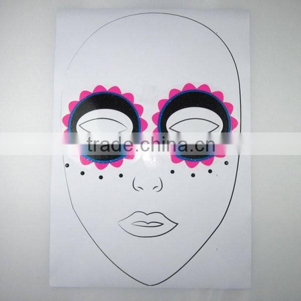 Day of dead floral skull face sticker glitter holiday face tattoo for halloween party factory
