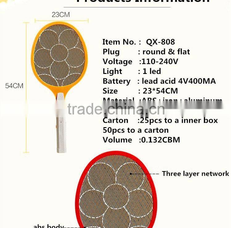 QX808USB-4 chaozhou electric factory best seller product free sample electric fly zapper racket