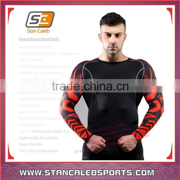 Stan Caleb Rash Guard Sublimation printings Long Sleeve mma Lycra Rash Guard Compression