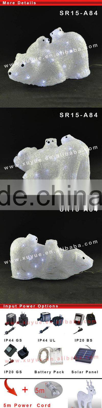 Acrylic light up LED bear carrying two babies