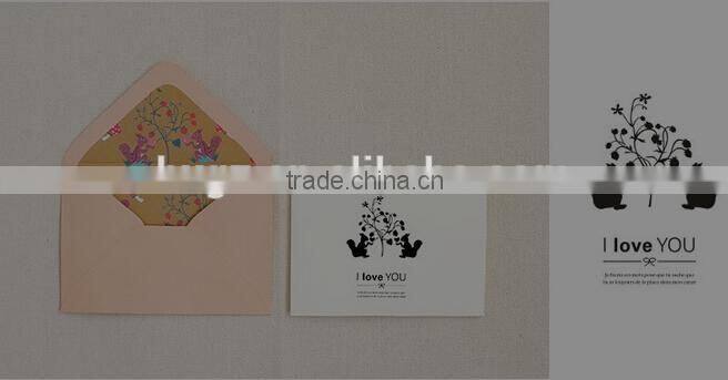 2016 high quality professional OEM customized delicate greeting card with envelope