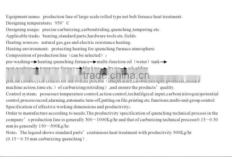 Conveyor Belt Hardening Tempering bolt screws Furnace