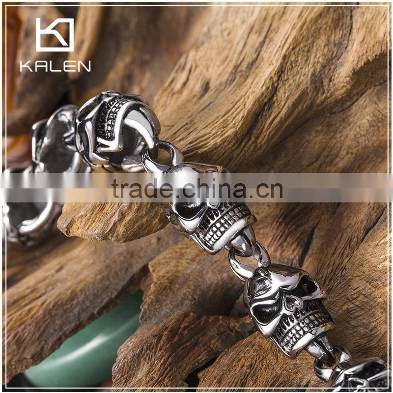 high italian skull bracelet with stainless steel bracelet clasp
