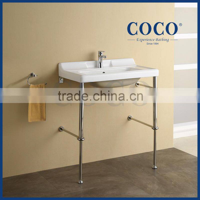 Bathroom stainless cabinet with ceramic basin