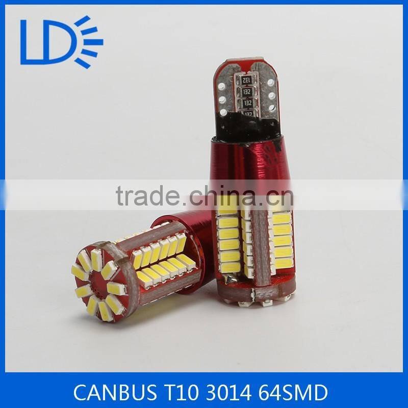 Hot sale car light bulbs CANBUS T10 3014 64SMD t10 led