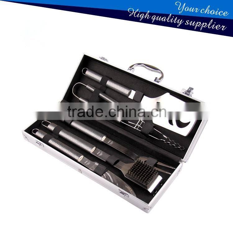 5 Piece Stainless Steel BBQ Grill Tool set with Aluminum Case SS-BBQ124