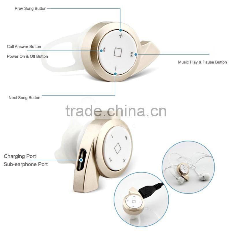 2016 New Arrival Super Mini & Micro Mini A8 Wireless Bluetooth Earphone In-ear with Hands free and Microphone