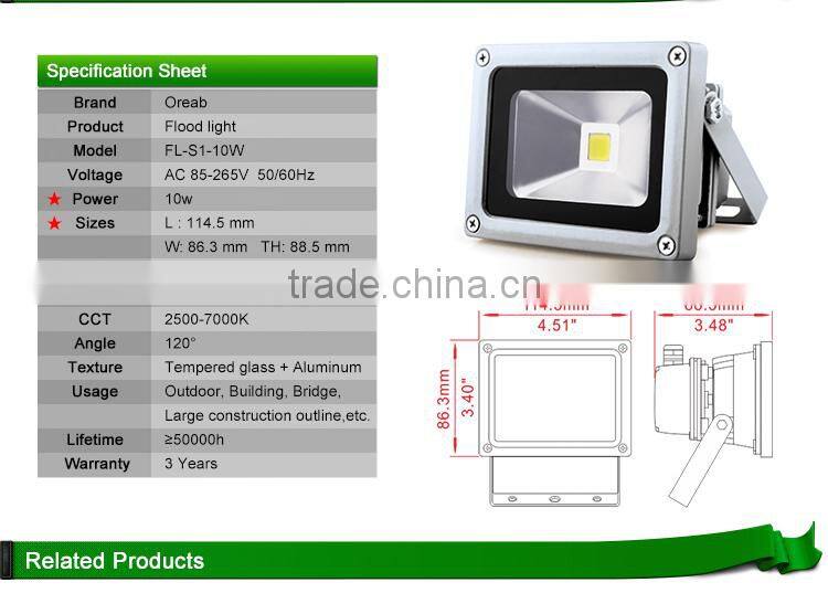 COB 10W 1000 lumens mini led projector with bridgelux