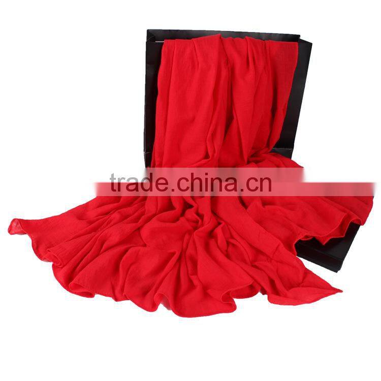 2014 Hot Women Fashion Solid Cotton Linen Scarf Long Warm Soft Silk Wrinkle Scarf Shawl Cape