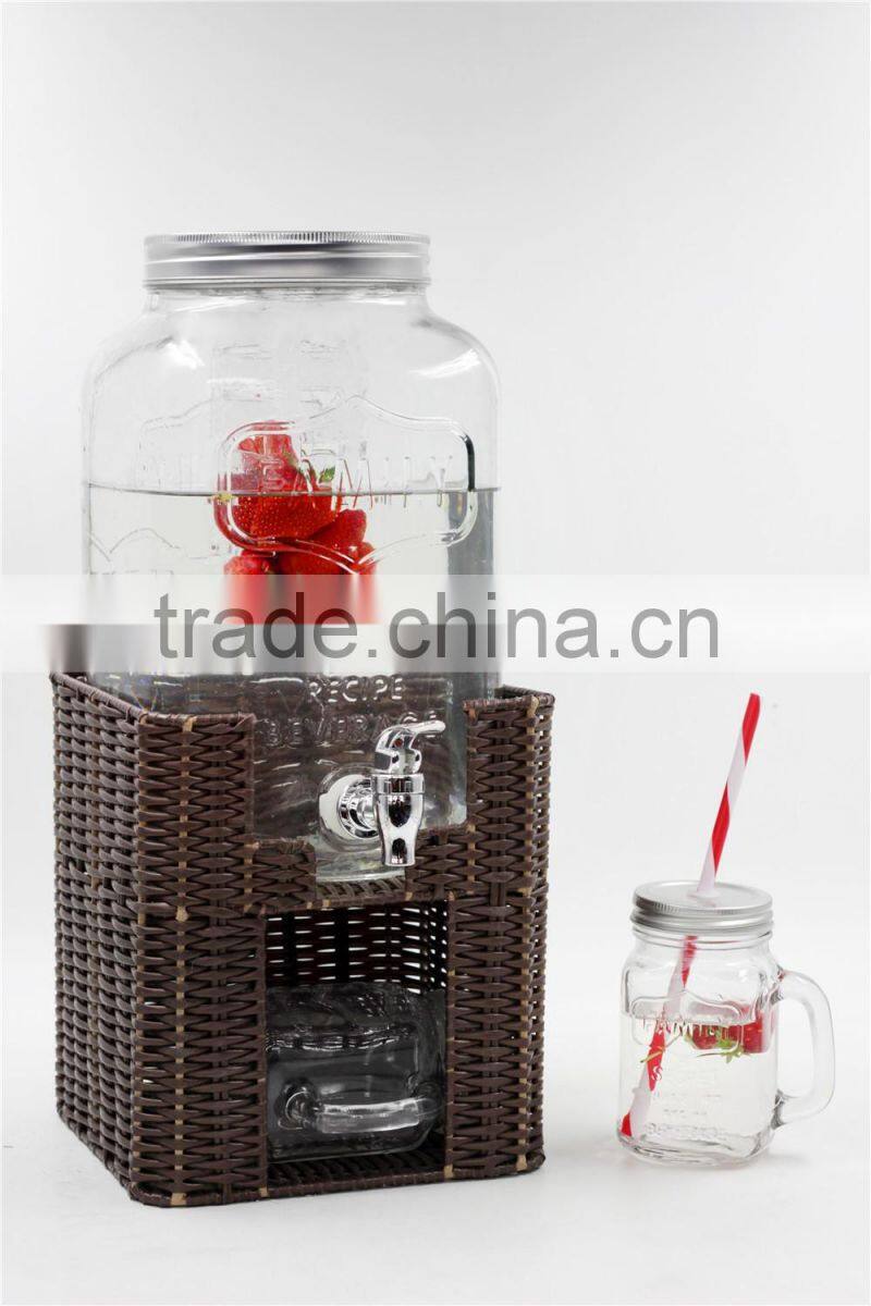 square glass party drinking dispenser set with pvc stand