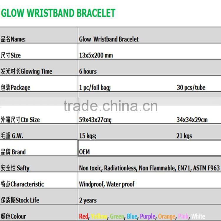 Hot Glow Plastic Promotional Gift Wristband Bracelet with Customizd Logo
