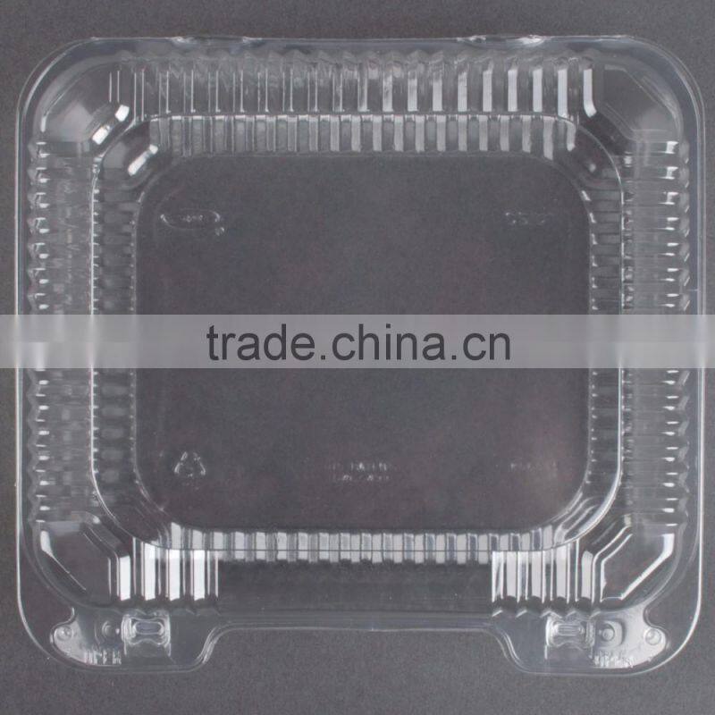 Square Clear Hinged Clamshell Type Plastic StayLock Medium Food Container for Salad, Muffins, Cake, Pastry and Fruit Packaging