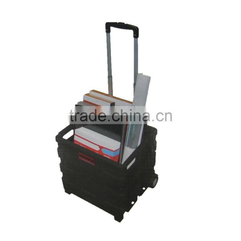 Collapsible Plastic PP Black Hand Luggage Trolley